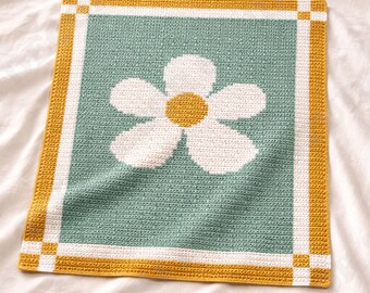 Babydeken kamille - enkelvoudig gehaakt PATROON | PDF | Daisy Afghan | SC-kinderwagen | Bloemenkleed | Botanisch Lapghaans | Direct downloaden