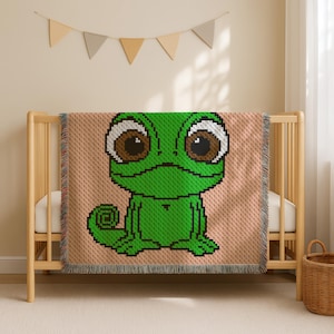 Green Iguana Baby Blanket C2C CROCHET PATTERN | Chameleon Graphghan | Frog Chart | Corner-to-Corner | Instant Download