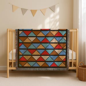 90x90 C2C Block CROCHET PATTERN | Colorwork Mosaic Blanket | Stained Glass Stroller | Corner-to-Corner Instant Download