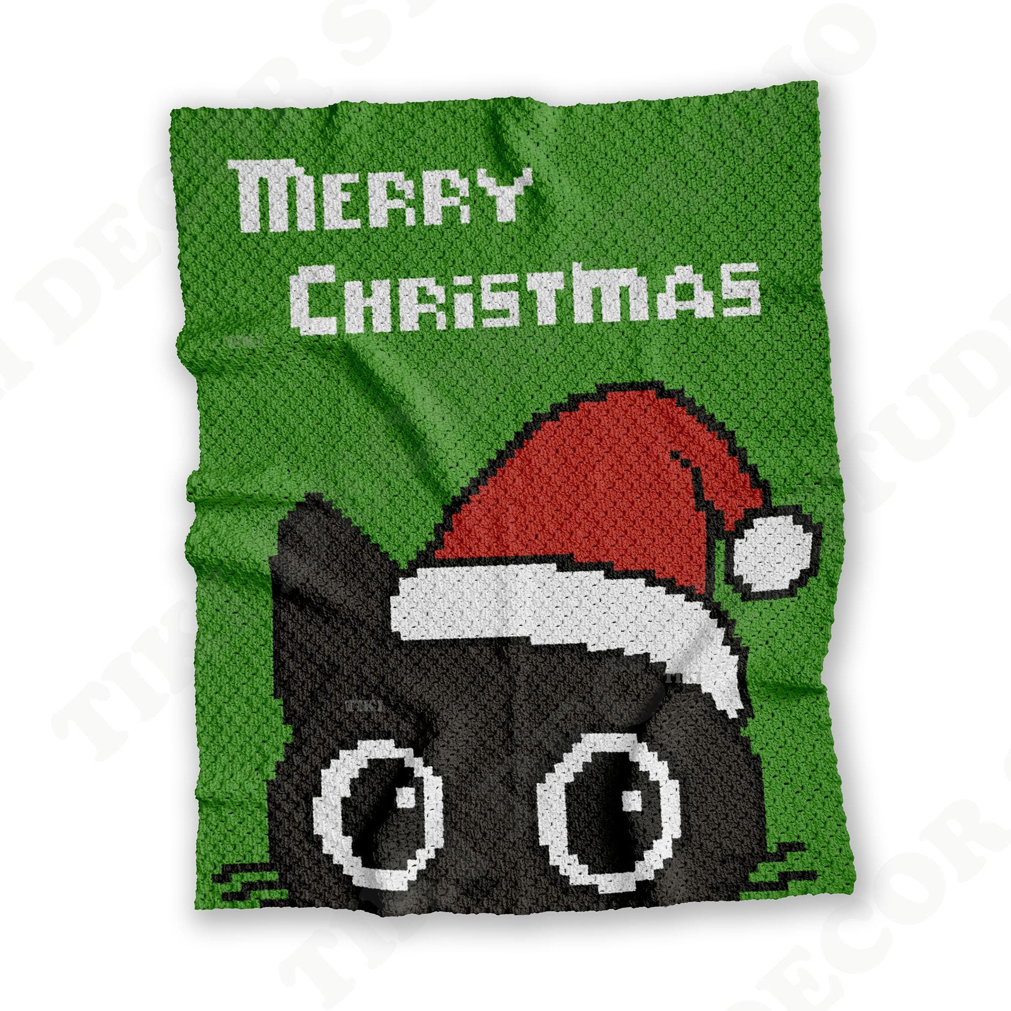 30 Cat Blanket Crochet Patterns: Cozy, Graphic, and Granny-Square Designs 18 Christmas Black Cat Blanket Crochet Pattern