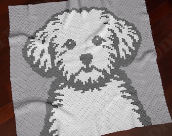 Beginner-friendly Poodle Blanket C2C CROCHET PATTERN | Dog Throw | Dog Face Afghan | Corner-to-Corner | Instant Download