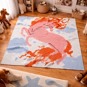 ファイヤーホース ベビーブランケット C2C かぎ針編みパターン | ユニコーンスロー | ペガサス アフガン | ムスタング ラップガン | カラフル ベビーカー | PDF | すぐにダウンロード