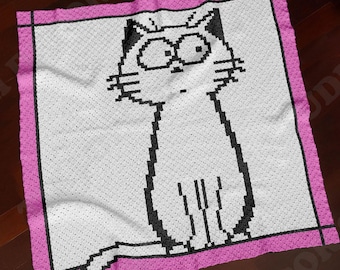 Witte kattendeken C2C gehaakt PATROON | Wonderkat plaid | Lapghan kitten | PDF | Direct downloaden