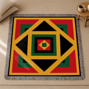 Patrón de crochet para manta caleidoscopio (C2C) / PDF / Manta rastafari / Manta rastafari con colores / Descarga instantánea