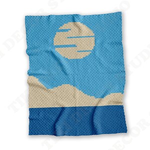 Couverture paysage bleu ciel et soleil MOTIF CROCHETS | Lune afghane | Jeté d'angle à coin | PDF | Téléchargement instantané