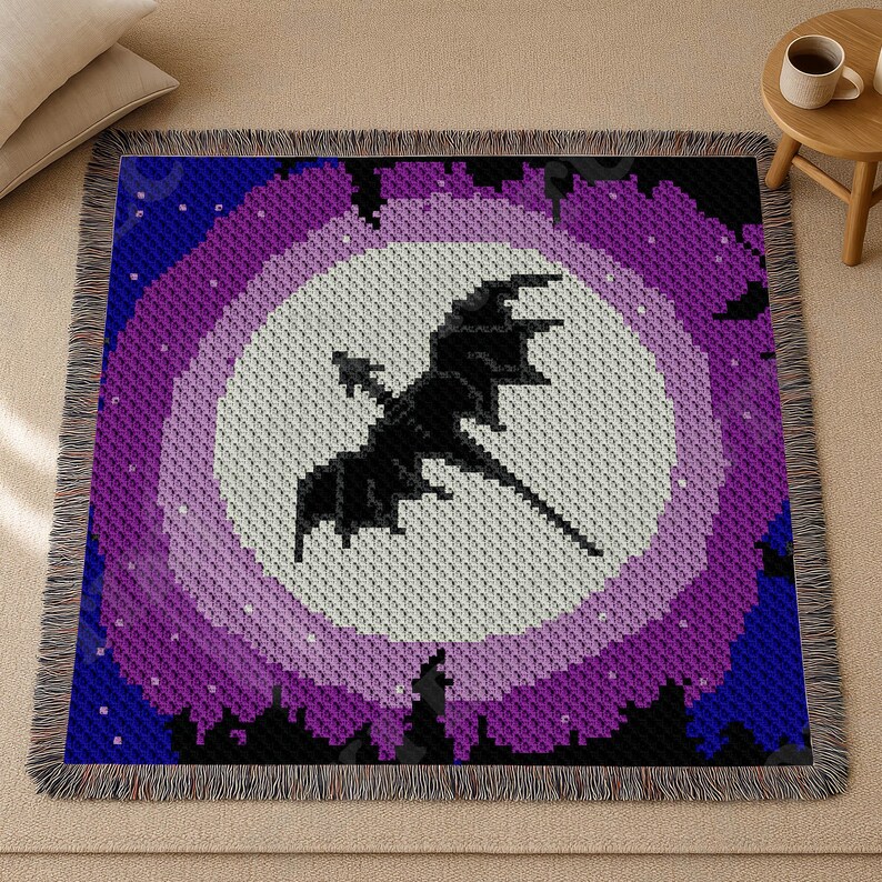 Fantasy Dragon Moon Blanket Throw C2C CROCHET PATTERN | House Decor Afghan | Corner-to-Corner | Instant Download image 3