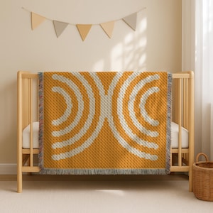 Patrón de crochet C2C Manta de cuna naranja para bebé / Manta con diseño de espejo de esquina a esquina para principiantes Descarga instantánea