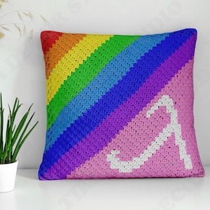 LGBT Pride Kissen C2C HÄKELANLEITUNG | Lambda Kissenbezug | Regenbogen Kopfstütze | von Ecke zu Ecke | Sofort Download