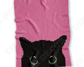 Halloweenfilt med svart katt C2C VIRKMÖNSTER | PDF | Läskigt mjau-pläd | Direktnedladdning