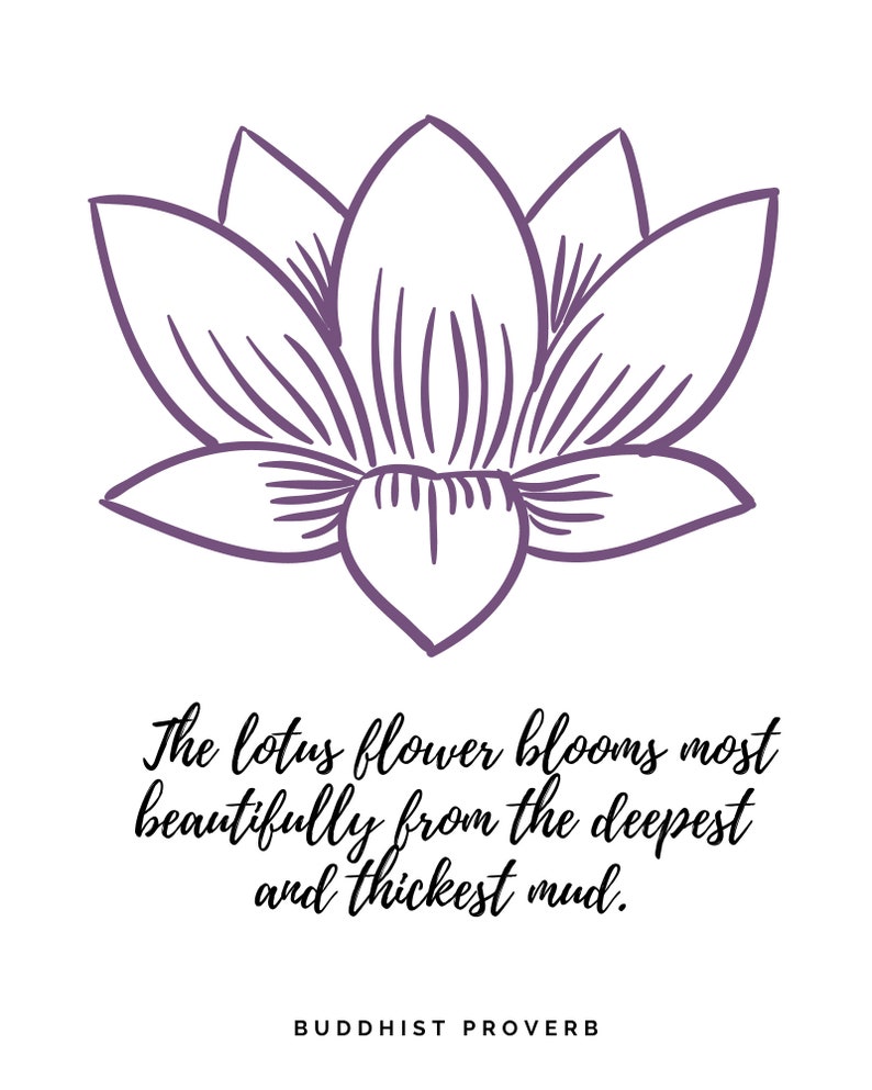 Printable LOTUS FLOWER & Inspirational Quote Instant Wall Art Etsy