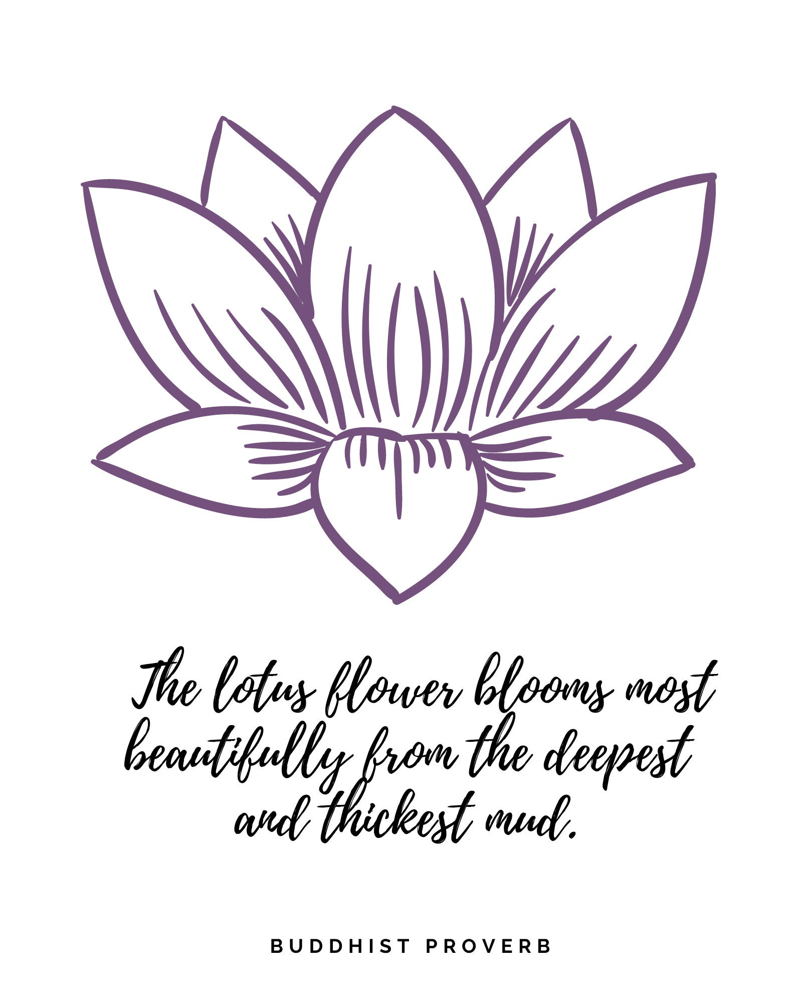 Printable LOTUS FLOWER & Inspirational Quote Instant Wall Art | Etsy