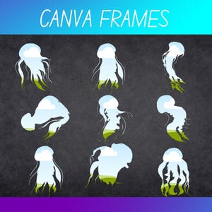 Editable Jellyfish Canva Frames – Digital PNG Borders for Social Media & Scrapbooking