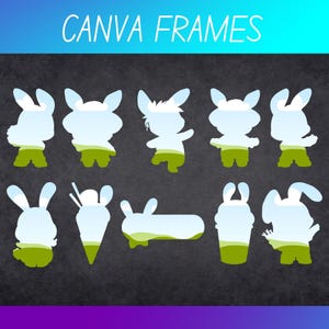 Bunny Themed Canva Frames, Adorable Rabbit Borders, Digital Frame Set for Cute and Whimsical Designs, Instant Download