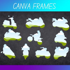 Motorcycle Themed Canva Frames, Bold and Adventurous Biker Borders, Digital Frame Set for Racing and Road Trip Designs, Instant Download