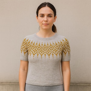 Strickmuster PDF nahtlos Farbverlauf Farbschema kurze oder lange Ärmel Strickschrift Anleitung in allen Größen