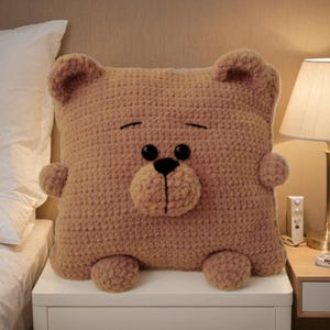 Teddybär Kissen Muster PDF, Plüsch Amigurumi Kissen, Häkeltier Spielzeug, gefülltes Kissen, DIY Geschenk, Häkelanleitung, sofortiger Download