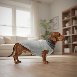 Seamless Dog Sweater Knitting Pattern Easy Knit Dachshund Jumper Clothes for Small Large Pets Custom Fit Top Down PDF Instant Download