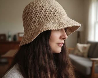 Crochet Sun Hat Pattern Wide Brim Summer Accessory Bucket Style Beach Fashion Adult Size Crochet Handmade Easy Tutorial Instant Download