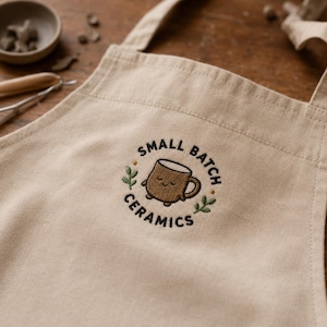 Organic Cotton Pottery Apron Ceramic Artist Workwear Wheel Throwing Smock Small Batch Studio Mug Maker Gift Eco Friendly Clothing