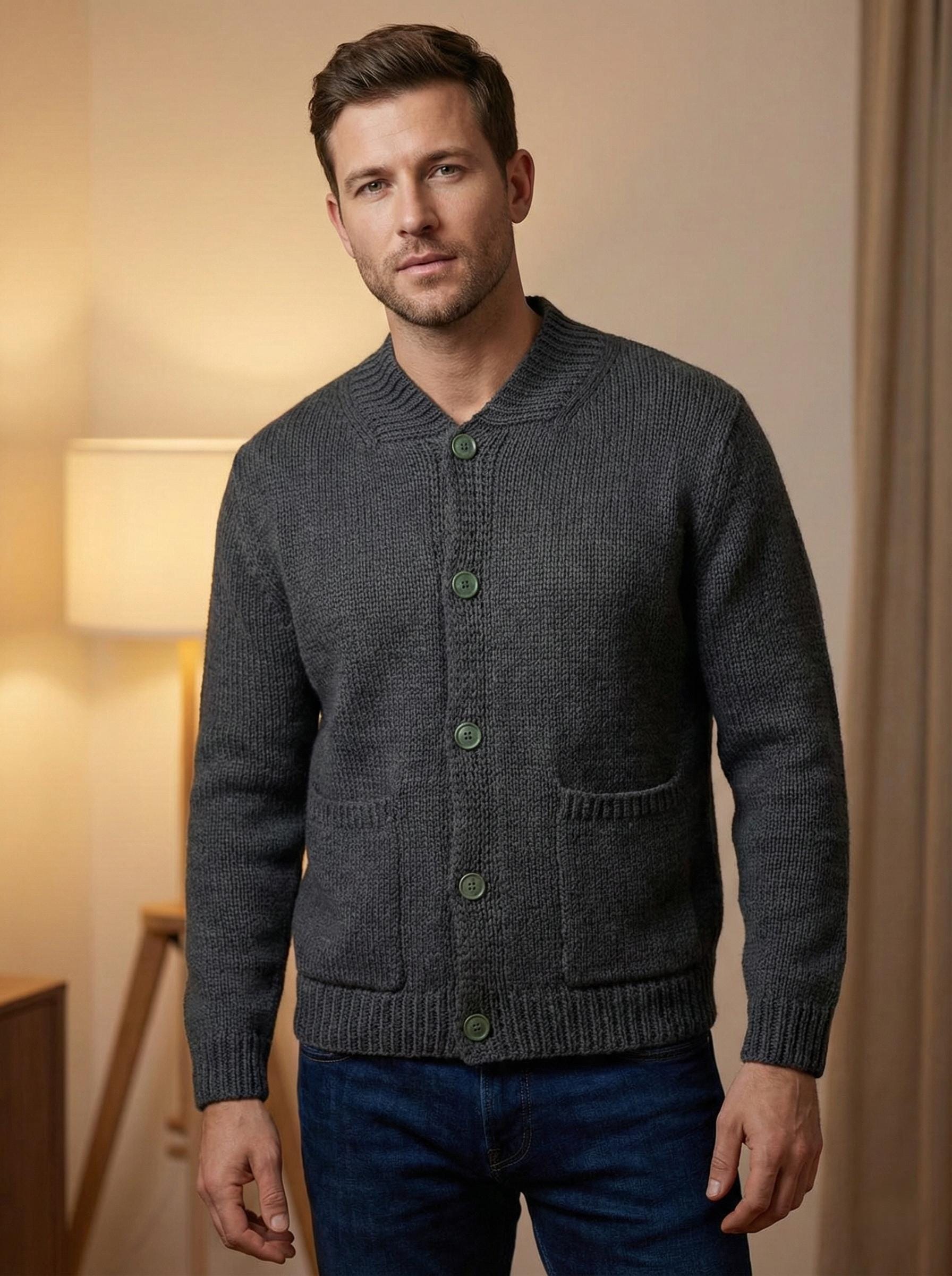 SEVEN TEN Seven Ten Appliqué Cable Knit Cardigan Gray