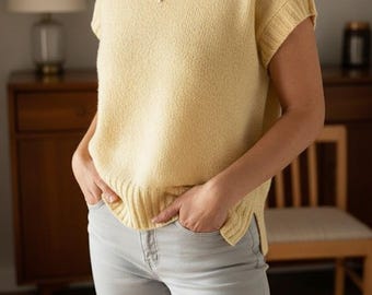 Leaf Lace Yoke Knitting Pattern Top Down Sweater Seamless Pullover