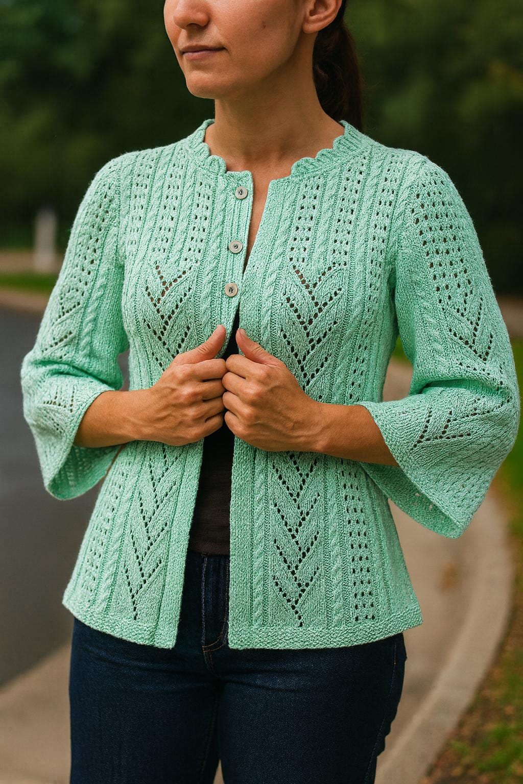 Knit Lace Cardigan - Etsy