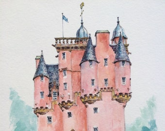 Craigievar Castle - Pink Scottish Castle - art print