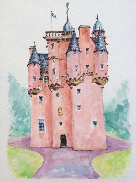 Craigievar Castle Pink Scottish Castle Art Print -  UK