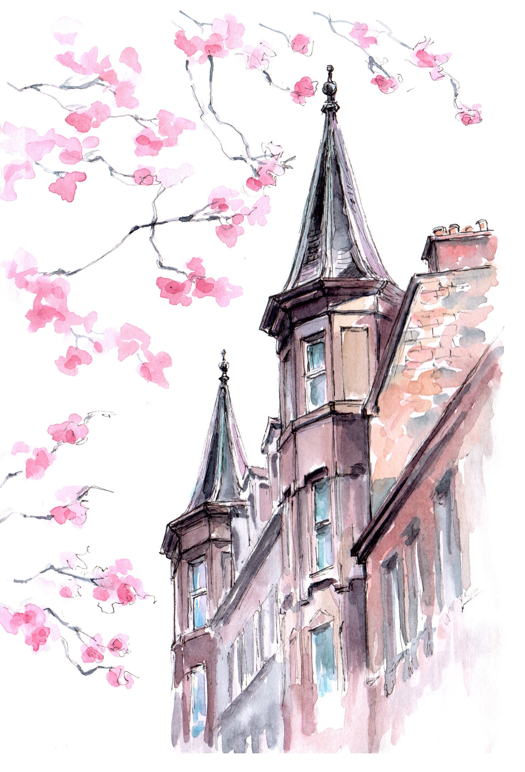 Leven Terrace Cherry Blossom Edinburgh Art Print Etsy