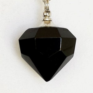 Black Crystal Diamond Cremation Urn Necklace, Silver Curb-Chain, Mourning Jewelry