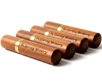 Set of FOUR Engraved "In Loving Memory" Natural Rosewood Cremation Urn / Scattering Tubes - TSA Compliant for Travel