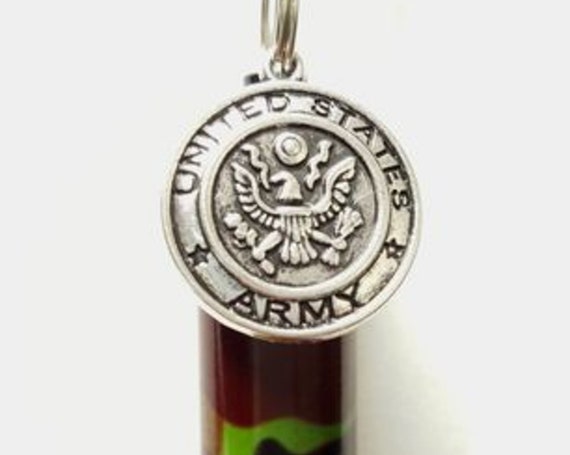 Army Medallion / CAMO CREMATION URN Necklace -  Hand Crafted - with Velvet Pouch and Fill Kit