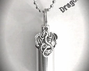 Silver DRAGON CREMATION URN Necklace - Mourning Keepsake, Cremation Jewelry, Urn Necklace, Pet Urn, Personalized Urn