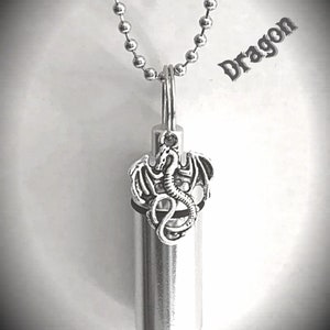 Silver DRAGON CREMATION URN Necklace - Mourning Keepsake, Cremation Jewelry, Urn Necklace, Pet Urn, Personalized Urn