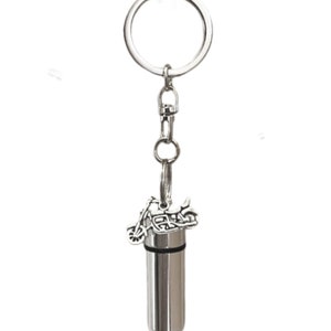 Custom Engravable MOTORCYCLE CREMATION URN on Swivel Stainless Steel Keychain - Memorial Jewelry, Urn Keepsake, Child Urn, Personalized Gift