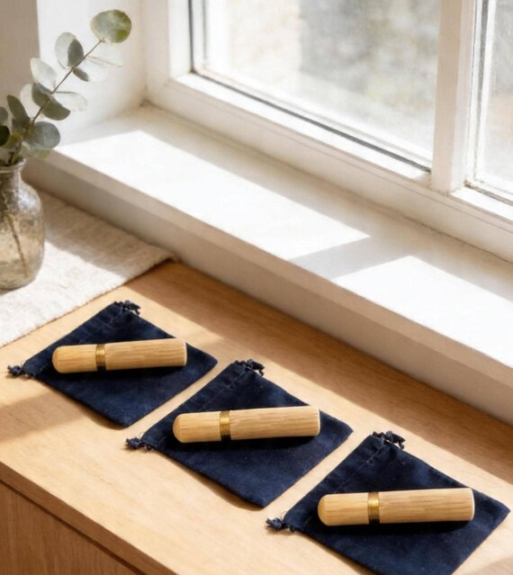 THREE Lovely Natural Sandalwood Cremation Urns / Scattering Tube - Fits in Pocket/Purse, Perfect for Travel TSA Compliant, Very Secure