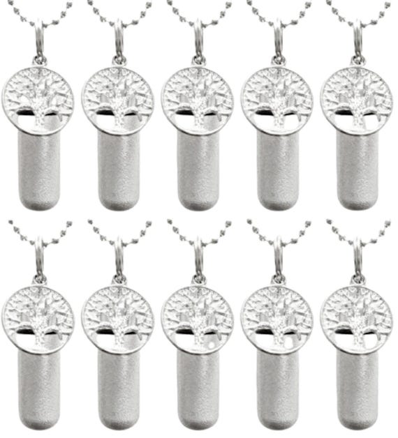 Ten Brushed Silver Tree-Of-Life CREMATION URN Necklaces, Personalized, Mourning Jewelry, Loss of Loved One