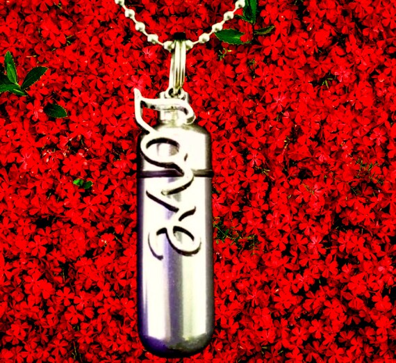Cursive LOVE Cremation Urn on 24" Necklace  with Velvet Pouch and Fill Kit - Memorial Urn, Ashes Keepsake, Pet Urn, Child Urn, Loss of Child