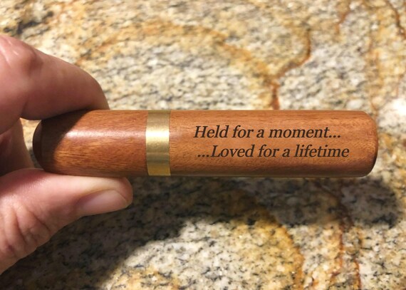 Rosewood Cremation Urn / Scattering Tube, Laser Engraved "Held for a moment, loved for a lifetime"  TSA Compliant for Travel, Very Secure