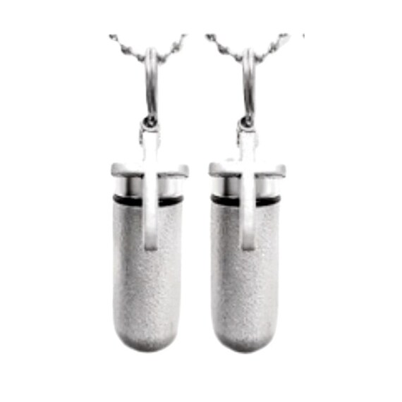 TWO Brushed Simple Cross CREMATION URN Necklaces - Memorial Jewelry, Urn For Human Ashes, Child Loss, Personalized Urn, Pet Urn