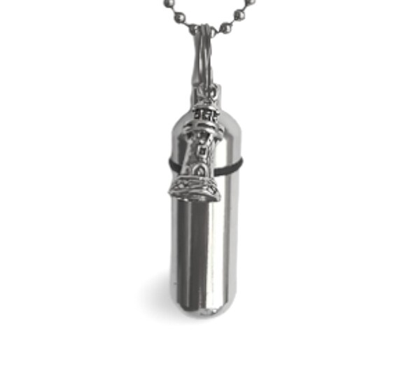 Silver CREMATION URN on 24" Ball Chain Necklace with LIGHTHOUSE - Memorial Keepsake, Ashes Urn, Child Urn, Pet Urn, Personalized Urn