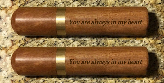 Set of Two ENGRAVED "You are always in my heart" Rosewood Cremation Urns/Scattering Tubes - Fits in Pocket/Purse, TSA Compliant, Very Secure