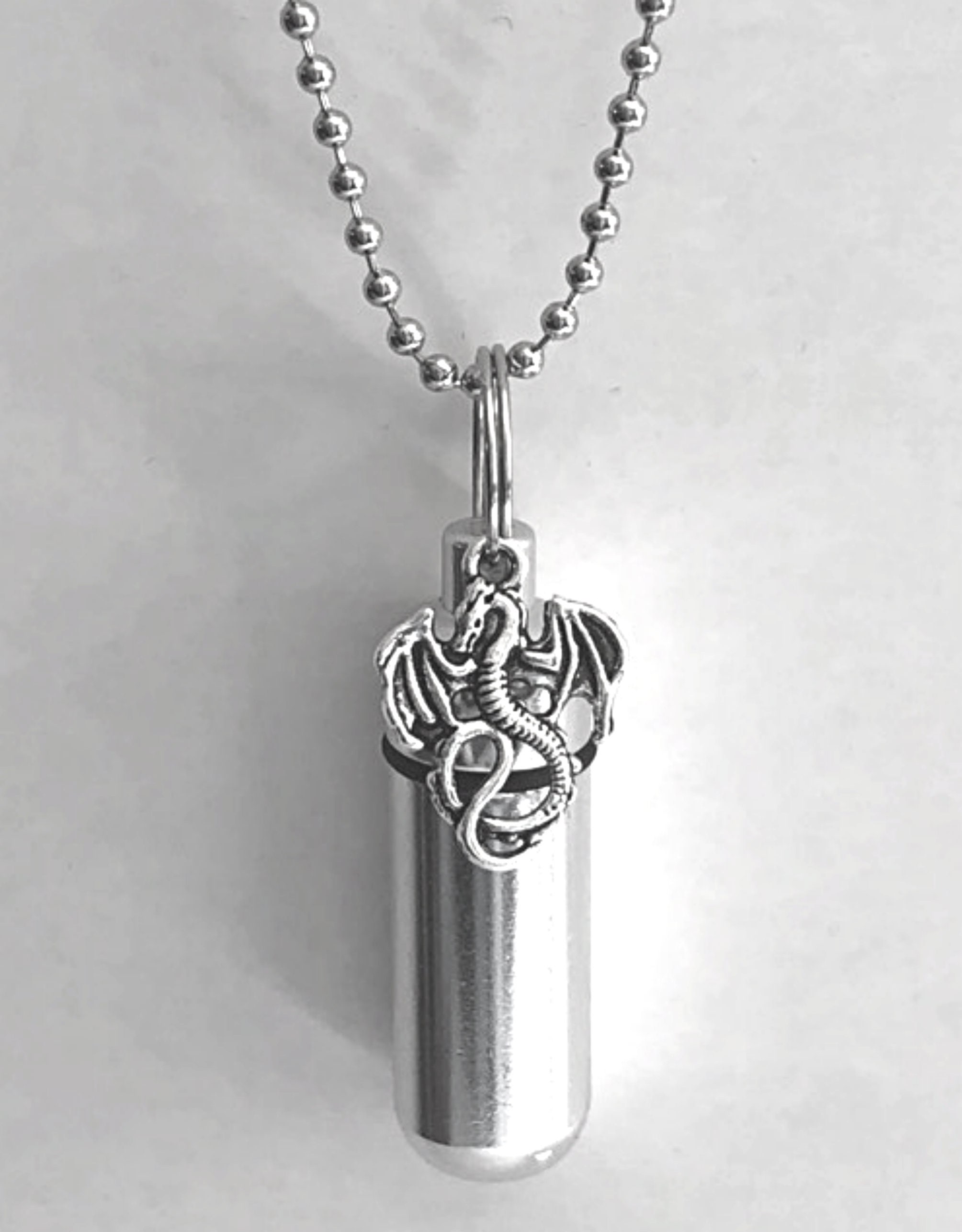 Silver DRAGON CREMATION URN Necklace Custom Hand Assembled Includes