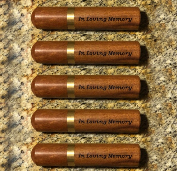 Set of Five ENGRAVED "In Loving Memory" Natural Rosewood Cremation Urn / Scattering Tubes - Fits in Pocket/Purse, TSA Compliant, Very Secure