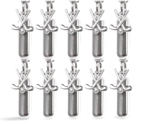Set of TEN Brushed Silver Cremation Urn Necklaces with Golf Clubs - Cremation Necklace, Memorial Jewelry, Urn For Human Ashes, Loss Of Dad