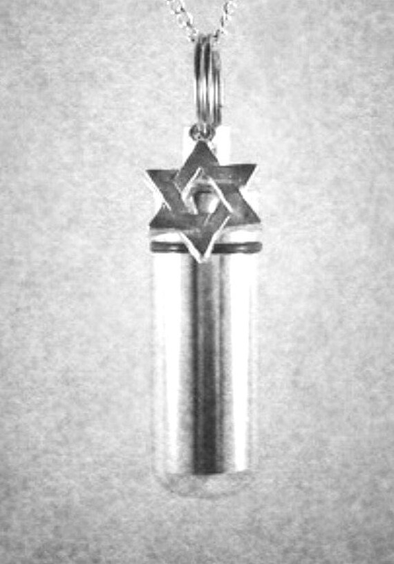 Lovely Jewish Star Of David - Cremation Urn on 24" Necklace - Loss of loved One,