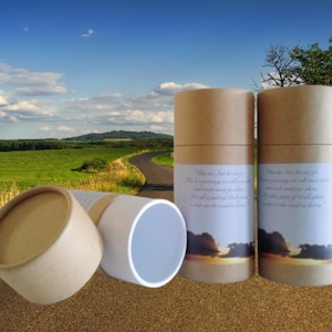 SET OF THREE Eco-Friendly Cremation Urn Scattering Tubes w/Telescopic Lids - Natural/Biodegradable - Style &quot;Heavenly&quot;