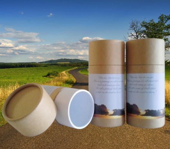 SET OF THREE Eco-Friendly Cremation Urn Scattering Tubes w/Telescopic Lids - Natural/Biodegradable - Style "Heavenly"