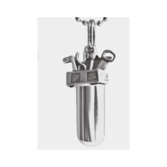 Lovely CREMATION TOOLBOX Urn Necklace for Contractor/Mechanic/Handyman, etc.  Memorial Jewelry, Urn For Human Ashes, can be Personalized.