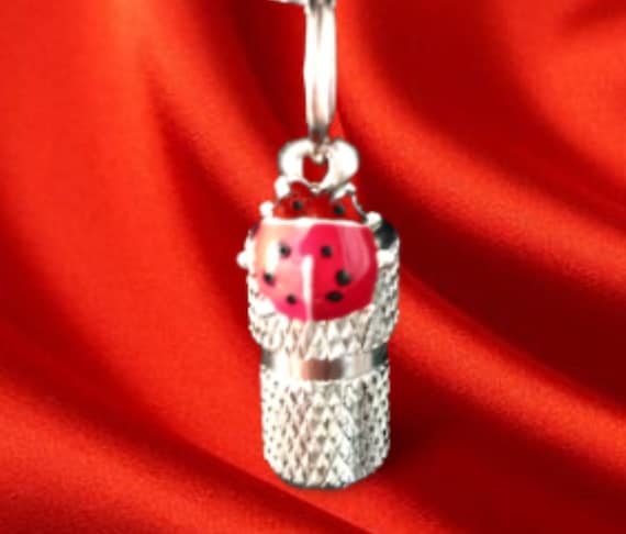Mini Faceted Silver Ladybug CREMATION URN on 24" Ball Chain Necklace - Memorial Jewelry, Child Urn, Baby Urn, Ashes Necklace, Keepsake Urn